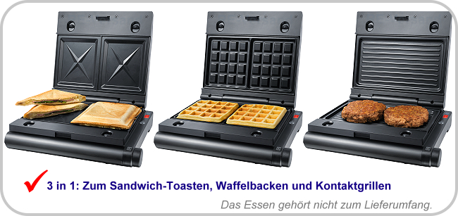 schwarz Sandwichmaker Steba Multi-Snack-Maker SG 55 3in1